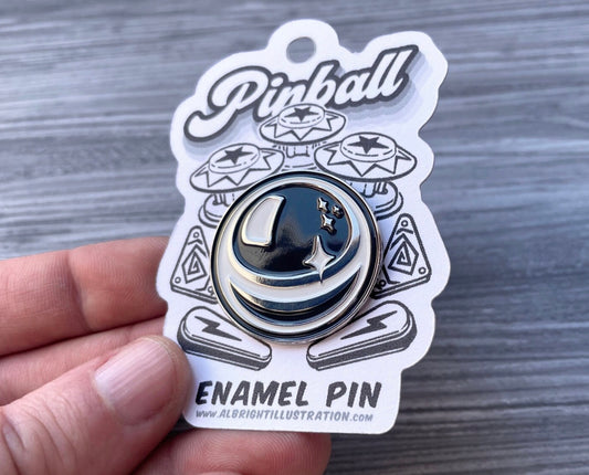Pinball Lapel Pin - Nickel & Enamel Pin Collectible Arcade Pinball Art